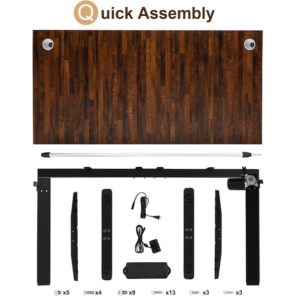 Lift It, 60x30 Electric Sit Stand Desk, Effortless Touch Up/Down, Walnut Block Top, Black Base